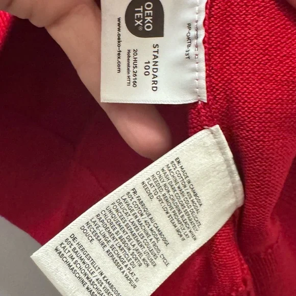 Lands' End Rich Red V-Neck Sweater - Picture 3 of 5